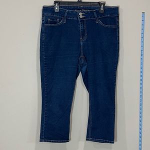 Plus Size Blue Desire Dark Denim Capris. Size 16W.